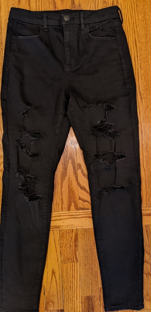 American Eagle highwaisted black ripped jeans